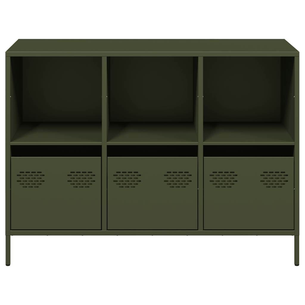 Credenza Verde Oliva 101,5x39x73,5 cm Acciaio Laminato a Freddo - homemem39