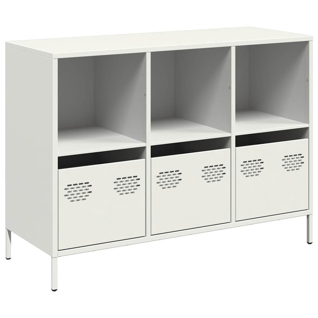 Credenza Bianca 101,5x39x73,5 cm in Acciaio Laminato a Freddo - homemem39