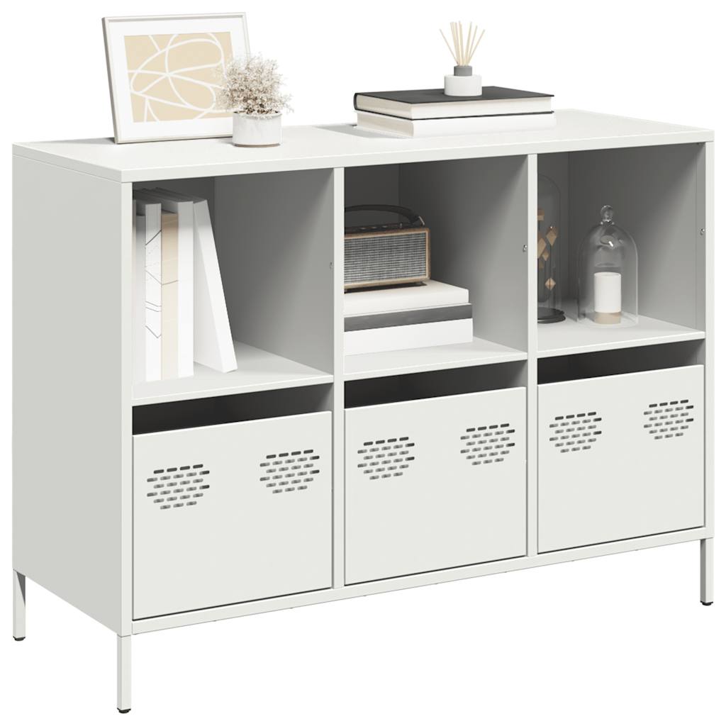 Credenza Bianca 101,5x39x73,5 cm in Acciaio Laminato a Freddo - homemem39