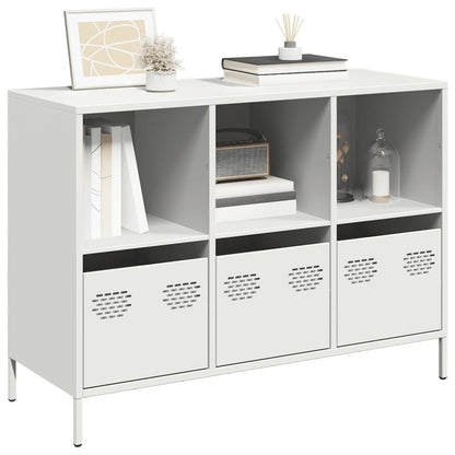 Credenza Bianca 101,5x39x73,5 cm in Acciaio Laminato a Freddo - homemem39