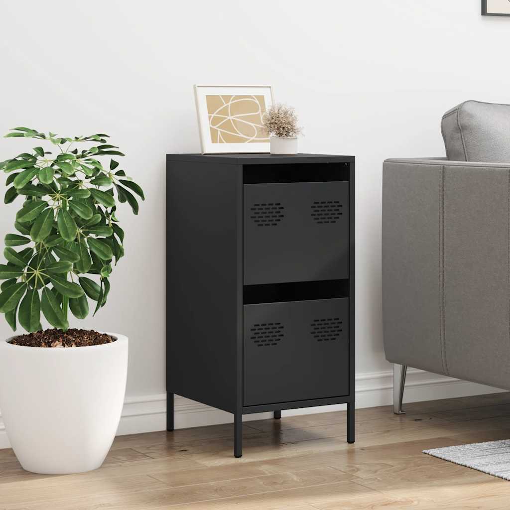 Credenza Nera 35x39x73,5 cm in Acciaio Laminato a Freddo - homemem39