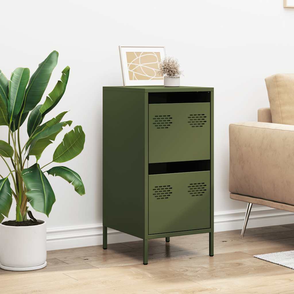 Credenza Verde Oliva 35x39x73,5 cm in Acciaio Laminato a Freddo - homemem39