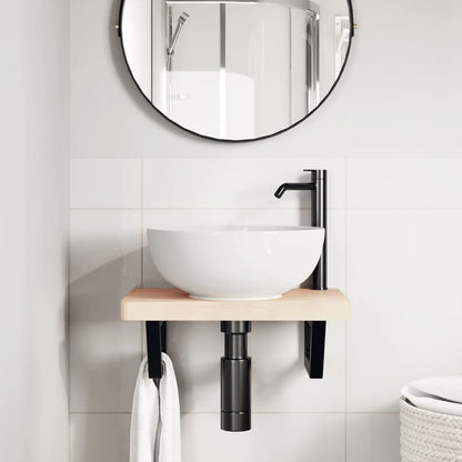 Ripiano a Parete per Lavabo in Acciaio e Massello di Faggio | homemem39