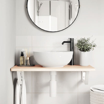 Ripiano a Parete per Lavabo in Acciaio e Massello di Rovere | homemem39
