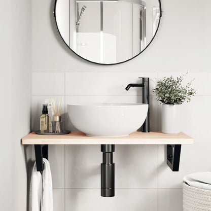Ripiano a Parete per Lavabo in Acciaio e Massello di Rovere | homemem39