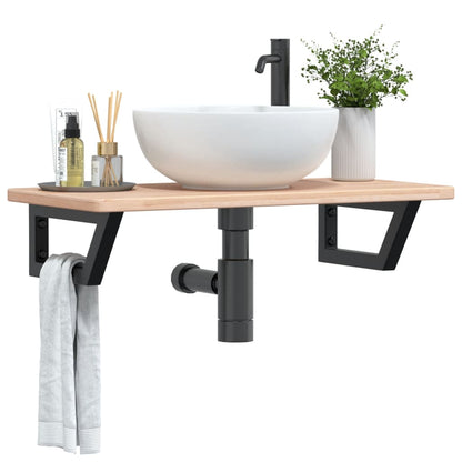Ripiano a Parete per Lavabo in Acciaio e Massello di Rovere | homemem39