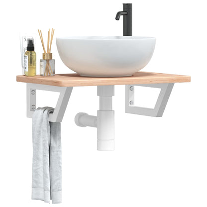 Ripiano a Parete per Lavabo in Acciaio e Massello di Rovere | homemem39