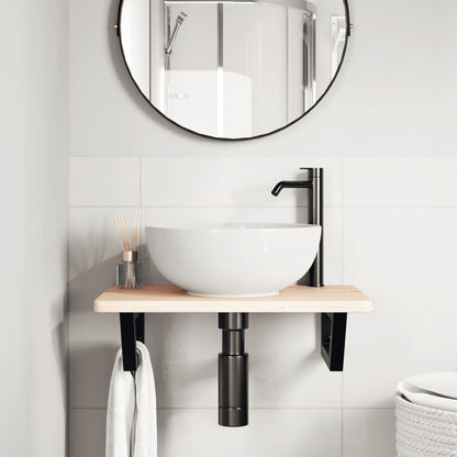 Ripiano a Parete per Lavabo in Acciaio e Massello di Rovere | homemem39