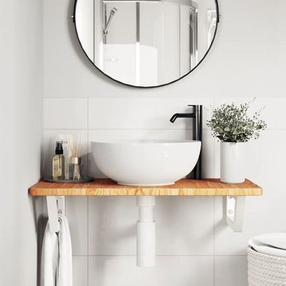 Ripiano a Parete per Lavabo in Acciaio e Massello di Rovere | homemem39