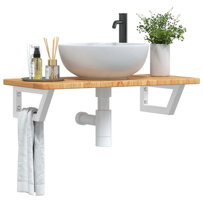 Ripiano a Parete per Lavabo in Acciaio e Massello di Rovere | homemem39