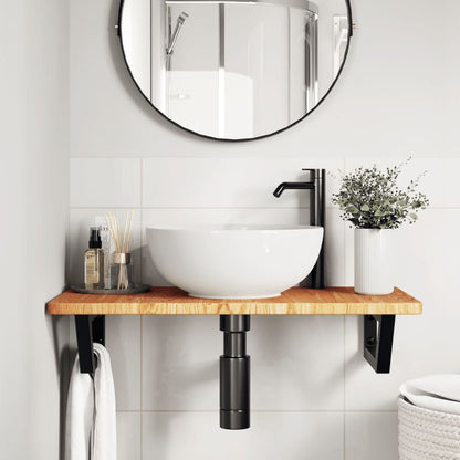 Ripiano a Parete per Lavabo in Acciaio e Massello di Rovere | homemem39