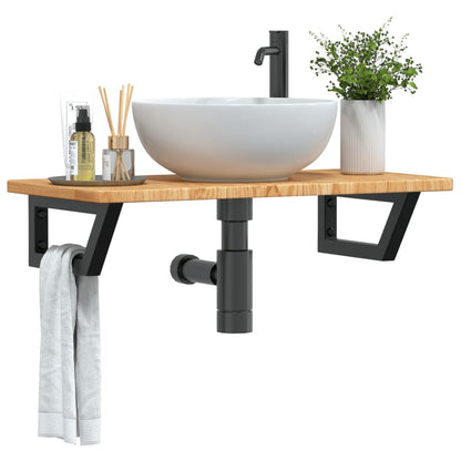 Ripiano a Parete per Lavabo in Acciaio e Massello di Rovere | homemem39