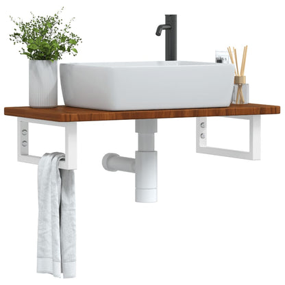 Ripiano a Parete per Lavabo in Acciaio e Massello di Rovere | homemem39