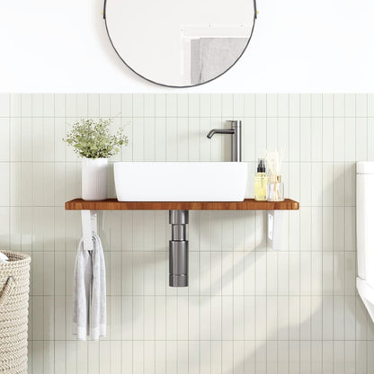 Ripiano a Parete per Lavabo in Acciaio e Massello di Rovere | homemem39