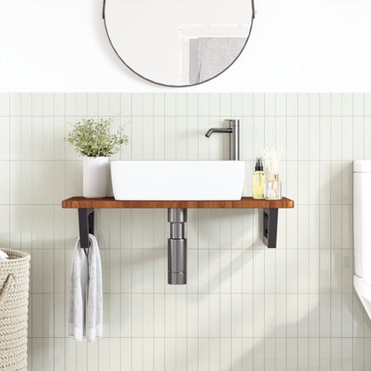 Ripiano a Parete per Lavabo in Acciaio e Massello di Rovere | homemem39