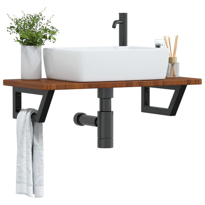 Ripiano a Parete per Lavabo in Acciaio e Massello di Rovere | homemem39