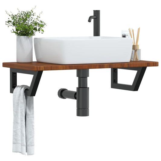 Ripiano a Parete per Lavabo in Acciaio e Massello di Rovere | homemem39