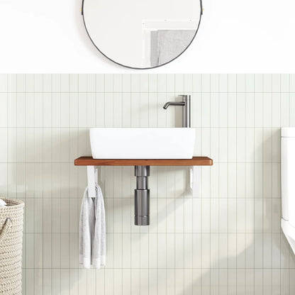 Ripiano a Parete per Lavabo in Acciaio e Massello di Rovere | homemem39