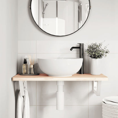 Ripiano a Parete per Lavabo in Acciaio e Massello di Faggio