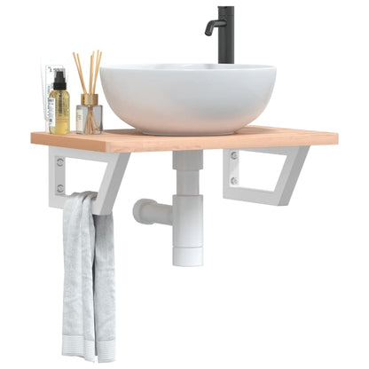 Ripiano a Parete per Lavabo in Acciaio e Massello di Faggio | homemem39
