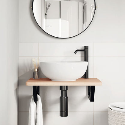 Ripiano a Parete per Lavabo in Acciaio e Massello di Faggio | homemem39