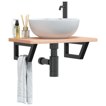 Ripiano a Parete per Lavabo in Acciaio e Massello di Faggio | homemem39