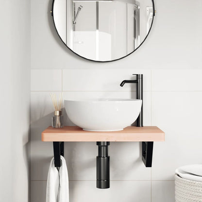 Ripiano a Parete per Lavabo in Acciaio e Massello di Faggio | homemem39