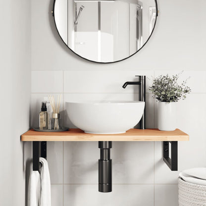 Ripiano a Parete per Lavabo in Acciaio e Massello di Faggio | homemem39