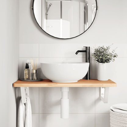 Ripiano a Parete per Lavabo in Acciaio e Massello di Faggio | homemem39