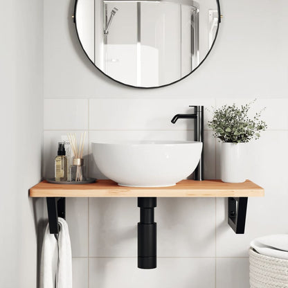 Ripiano a Parete per Lavabo in Acciaio e Massello di Faggio | homemem39
