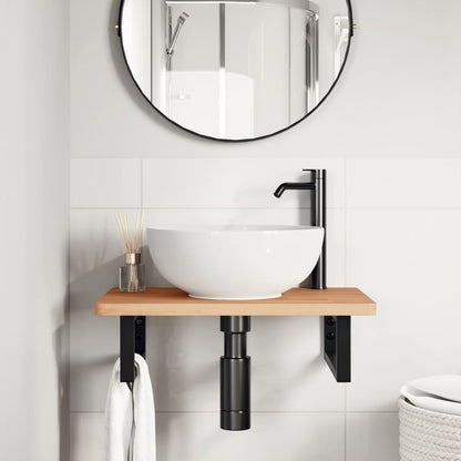 Ripiano a Parete per Lavabo in Acciaio e Massello di Faggio | homemem39