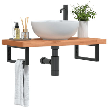 Ripiano a Parete per Lavabo in Acciaio e Massello di Faggio | homemem39