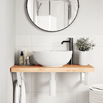 Ripiano a Parete per Lavabo in Acciaio e Massello di Faggio | homemem39