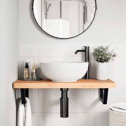 Ripiano a Parete per Lavabo in Acciaio e Massello di Faggio | homemem39
