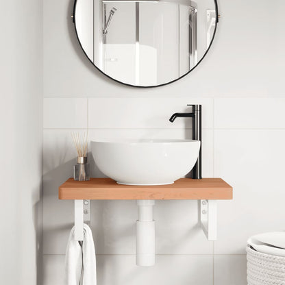 Ripiano a Parete per Lavabo in Acciaio e Massello di Faggio | homemem39