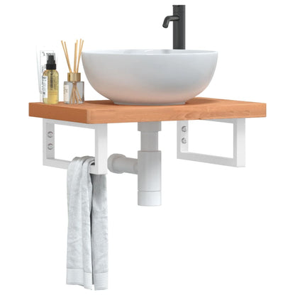 Ripiano a Parete per Lavabo in Acciaio e Massello di Faggio | homemem39