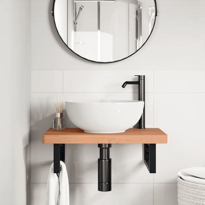 Ripiano a Parete per Lavabo in Acciaio e Massello di Faggio | homemem39