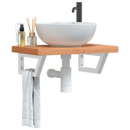 Ripiano a Parete per Lavabo in Acciaio e Massello di Faggio | homemem39