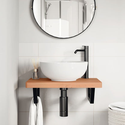 Ripiano a Parete per Lavabo in Acciaio e Massello di Faggio | homemem39