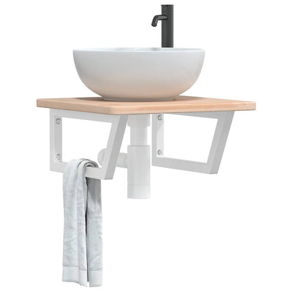 Ripiano a Parete per Lavabo in Acciaio e Massello di Rovere | homemem39