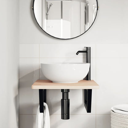 Ripiano a Parete per Lavabo in Acciaio e Massello di Rovere | homemem39