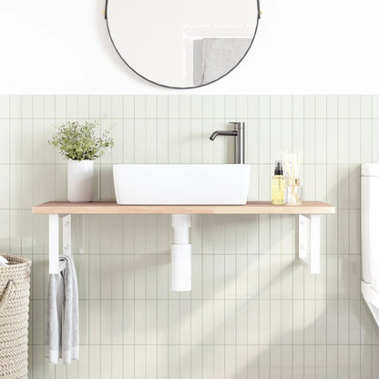 Ripiano a Parete per Lavabo in Acciaio e Massello di Rovere | homemem39
