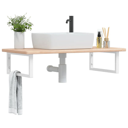 Ripiano a Parete per Lavabo in Acciaio e Massello di Rovere | homemem39