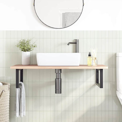 Ripiano a Parete per Lavabo in Acciaio e Massello di Rovere | homemem39