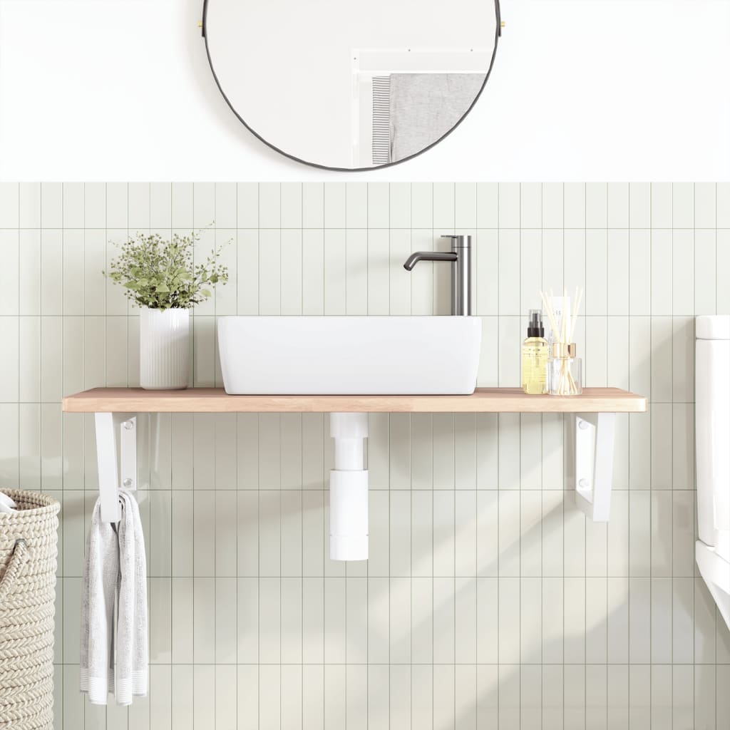 Ripiano a Parete per Lavabo in Acciaio e Massello di Rovere | homemem39