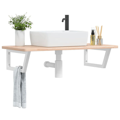 Ripiano a Parete per Lavabo in Acciaio e Massello di Rovere | homemem39