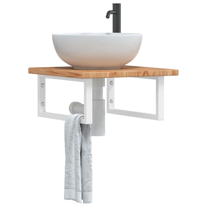 Ripiano a Parete per Lavabo in Acciaio e Massello di Rovere | homemem39