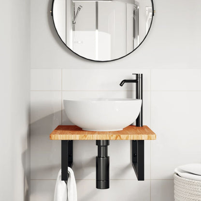 Ripiano a Parete per Lavabo in Acciaio e Massello di Rovere | homemem39