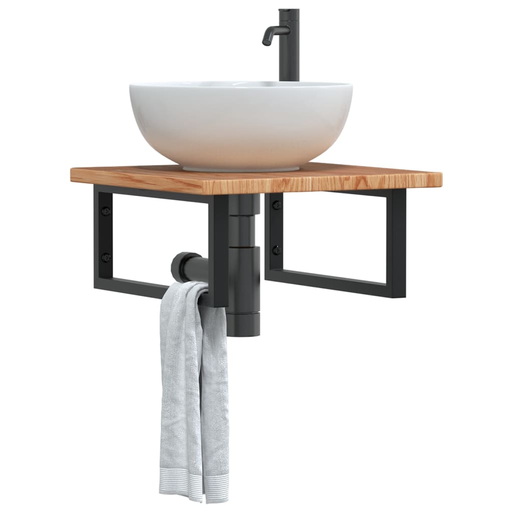 Ripiano a Parete per Lavabo in Acciaio e Massello di Rovere | homemem39