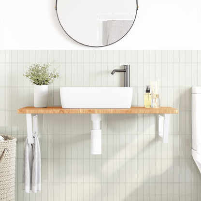 Ripiano a Parete per Lavabo in Acciaio e Massello di Rovere | homemem39